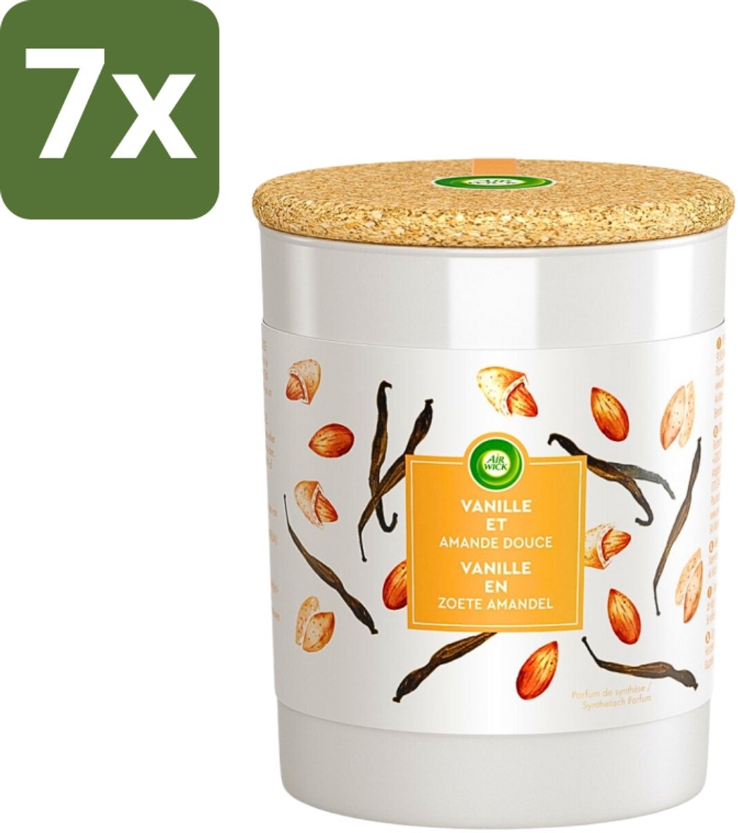 7 x Air Wick - Geurkaars - Vanille & Zoete Amandel - 35 Uur Brandduur - Geurkaars - Vanille - Amandel - Warme Geur - Sfeer