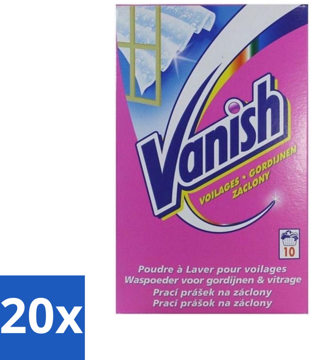 20 x Vanish Gordijnen - Waspoeder - Voor Gordijnen & Vitrage - 10 Wasbeurten - Gordijnen Reinigen - Vitrage Reinigen - Waspoeder Voor Gordijnen - Stof Verwijderen - Vlekken Verwijderen