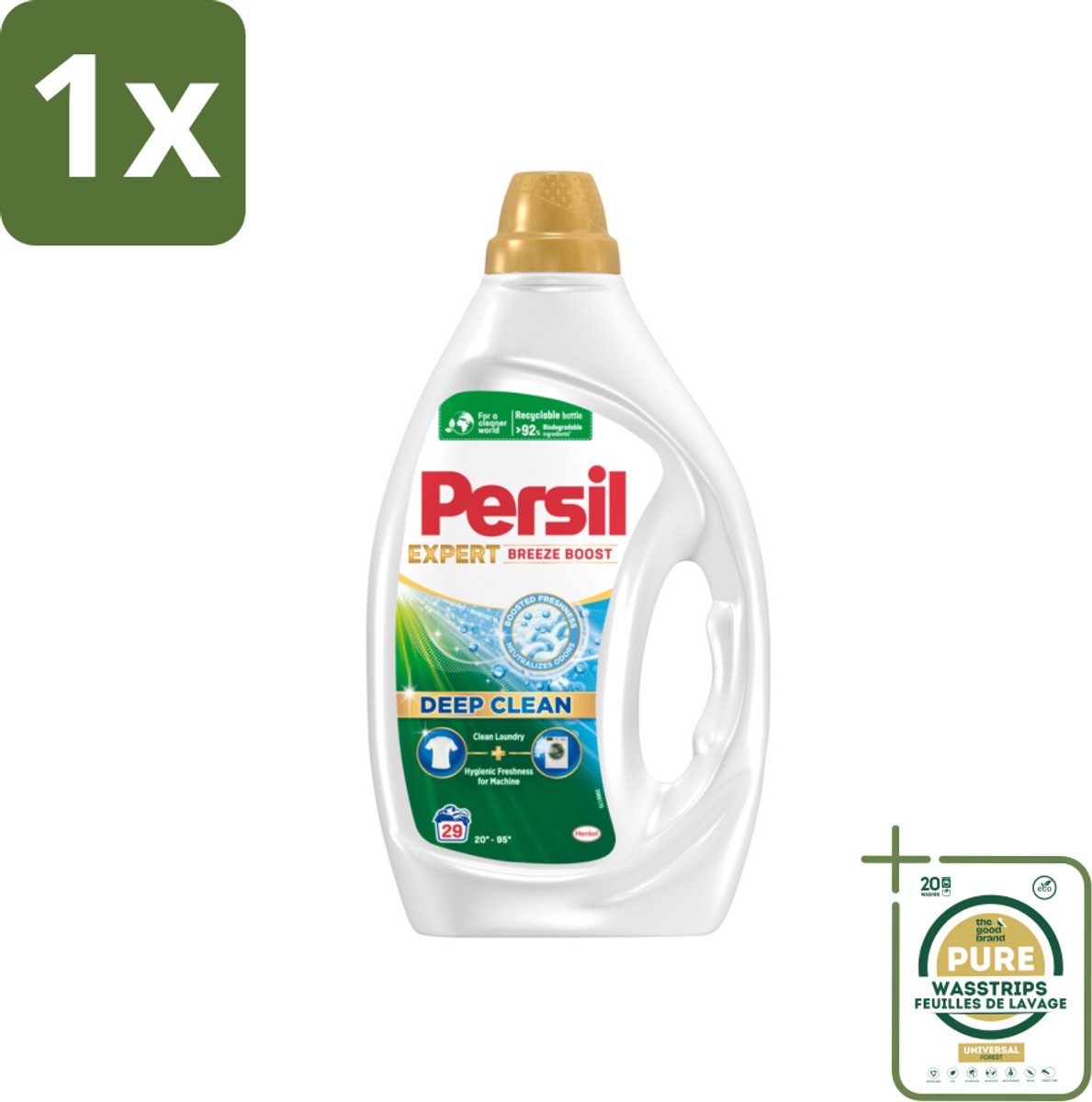 1 x Persil Wasmiddel Gel 29 Wasbeurten Breeze Boost 1,305 liter- Persil Expert Breeze Boost - Vloeibaar Wasmiddel - Diepe Reiniging - Fris Wasgoed - Vlekverwijdering
