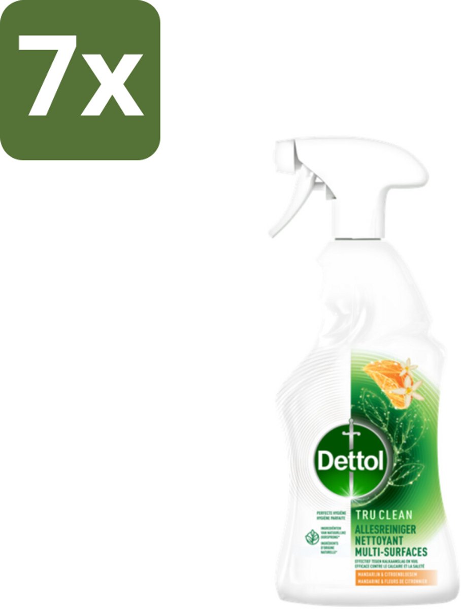 7 x Dettol Allesreiniger Spray Mandarijn & Citroenbloesem 500 ml - Allesreiniger - Reinigen - Kalkaanslag - Vuil - Natuurlijke Ingrediënten