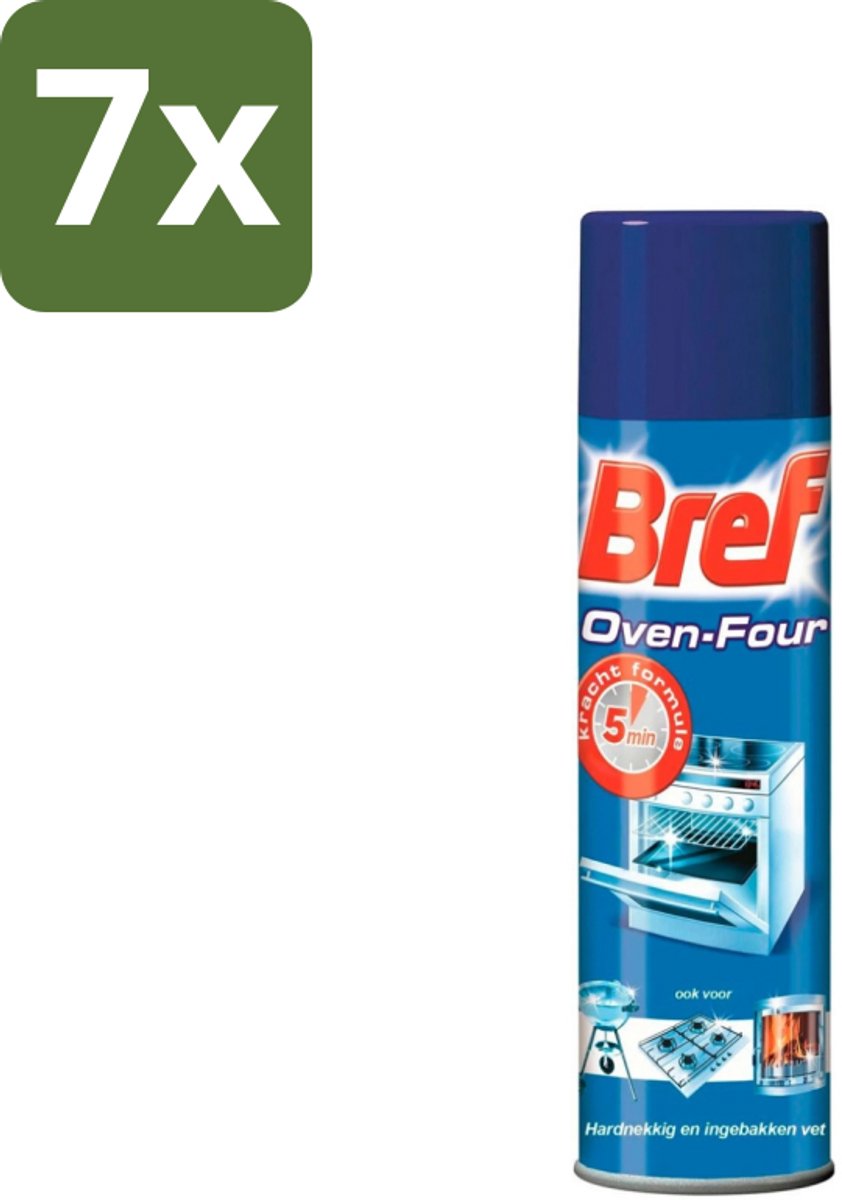 7 x Bref - Oven Spray - Tegen Hardnekkig en Ingebakken Vet - 450 ml - Oven Reinigen - Vet Verwijderen - Oven Reiniger - Keuken Reinigen - Vet Op Kookplaat Verwijderen