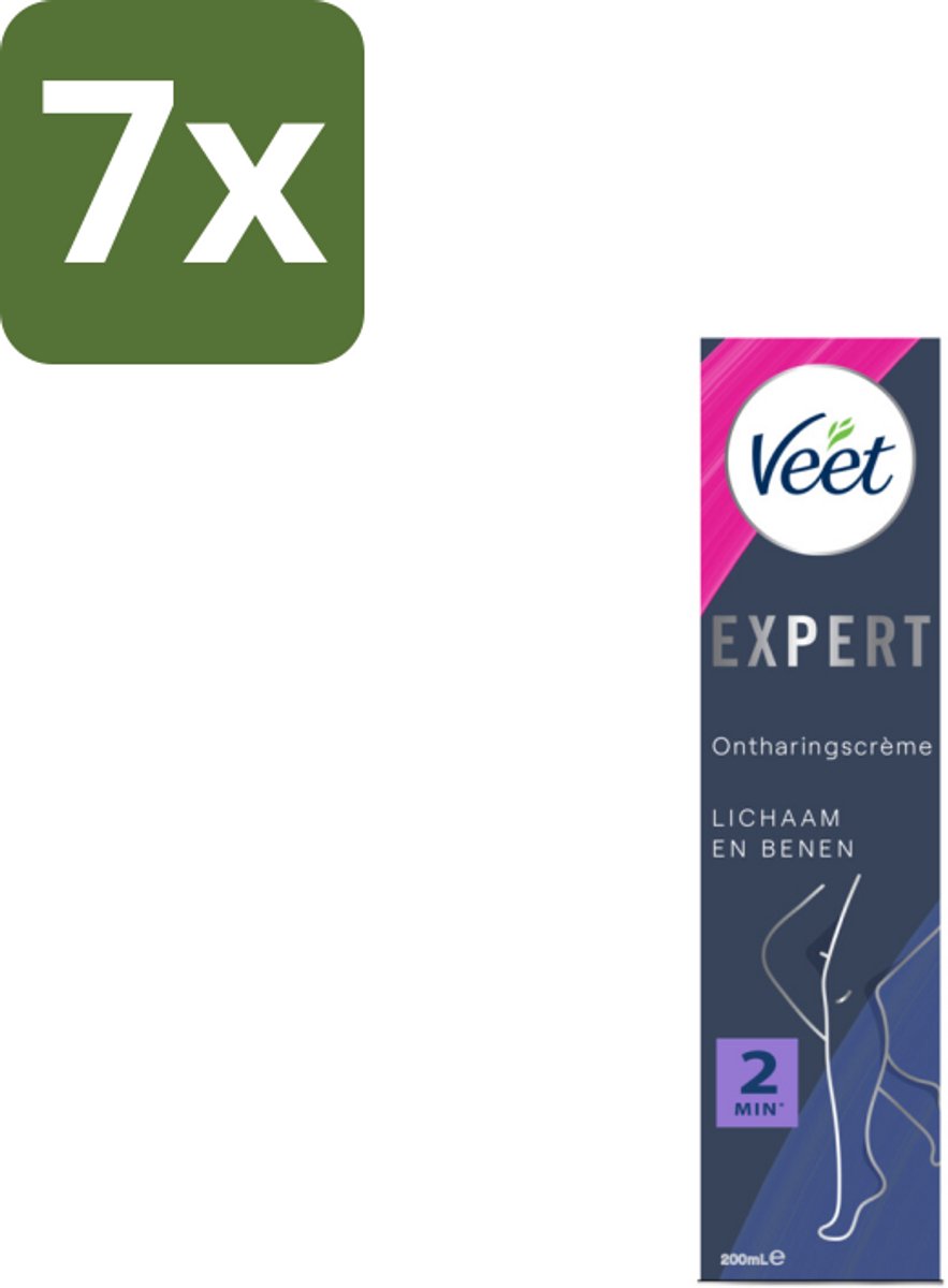 7 x Veet Expert Ontharingscrème Benen 200 ml - Veet Ontharing - Haar Verwijderen - Huid Verzorgen - Ontharing Crème - Sheaboter Crème