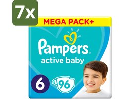 7 x Pampers - Active Baby - Luiers - Maat 6 (13-18 kg) - Extra Groot - 96 Luiers - Luiers Voor Baby - Droge Luiers - Beschermende Luiers - Actieve Luiers - Superabsorberende Luiers