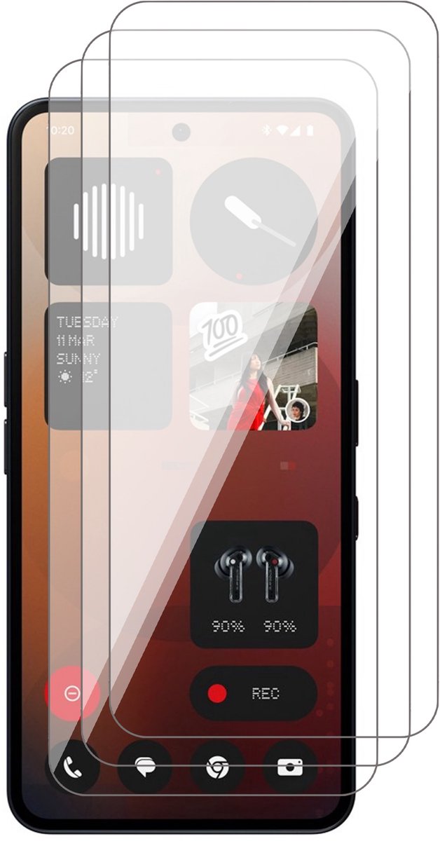Screenprotector geschikt voor Nothing Phone 3a – 3 Stuks – UltraClear Gehard Glas – Case Friendly – 9H Krasbestendig