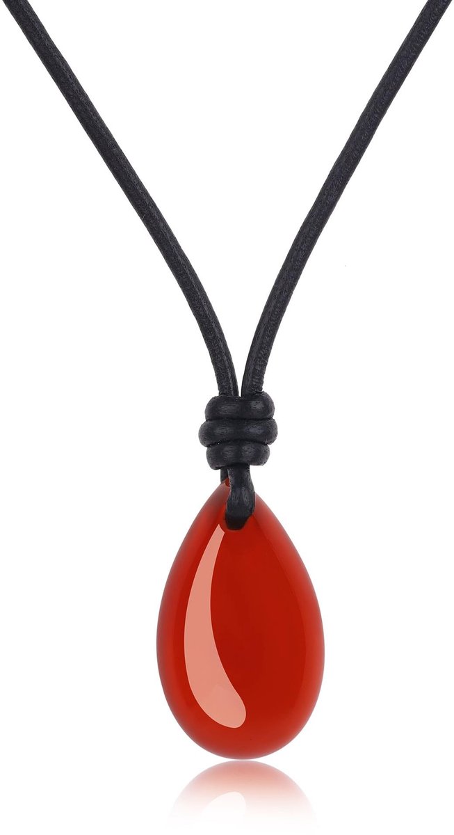 Elzusha - Heren Lederen Ketting met Druppel Pendant