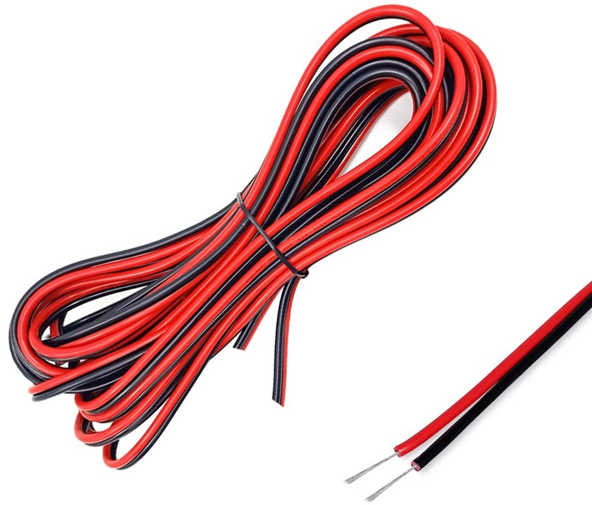 15 meter 22AWG Elektrische Draad - 2-Kern Zwart Rood Flexibele Kabel voor LED Strip Verlenging, Tinned Koper en PVC Isolatie