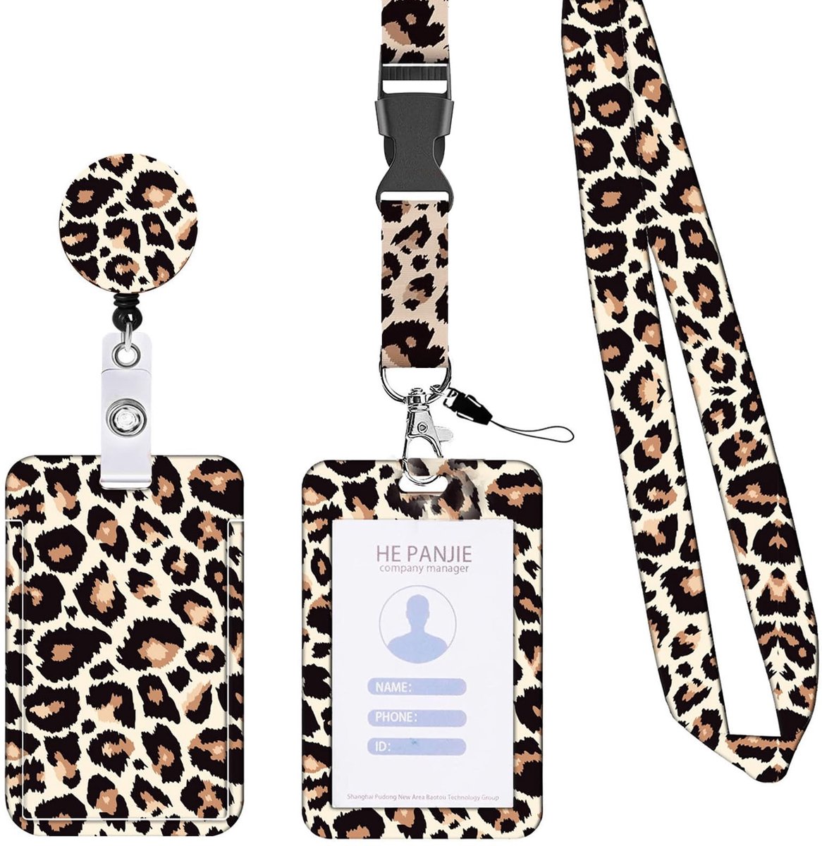 Elzusha - ID Kaart Houder met Afneembare Strap en Retractable Clip