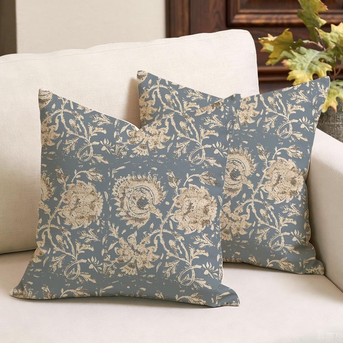 Elzusha - Set van 2 Kussenslopen met Kunstbloemen 45x45cm voor Woonkamer Decoratie