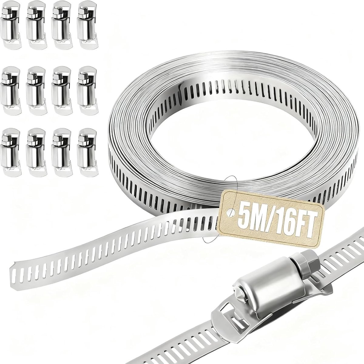 Elzusha - 16FT RVS Slangklemmen Set voor Diverse Toepassingen