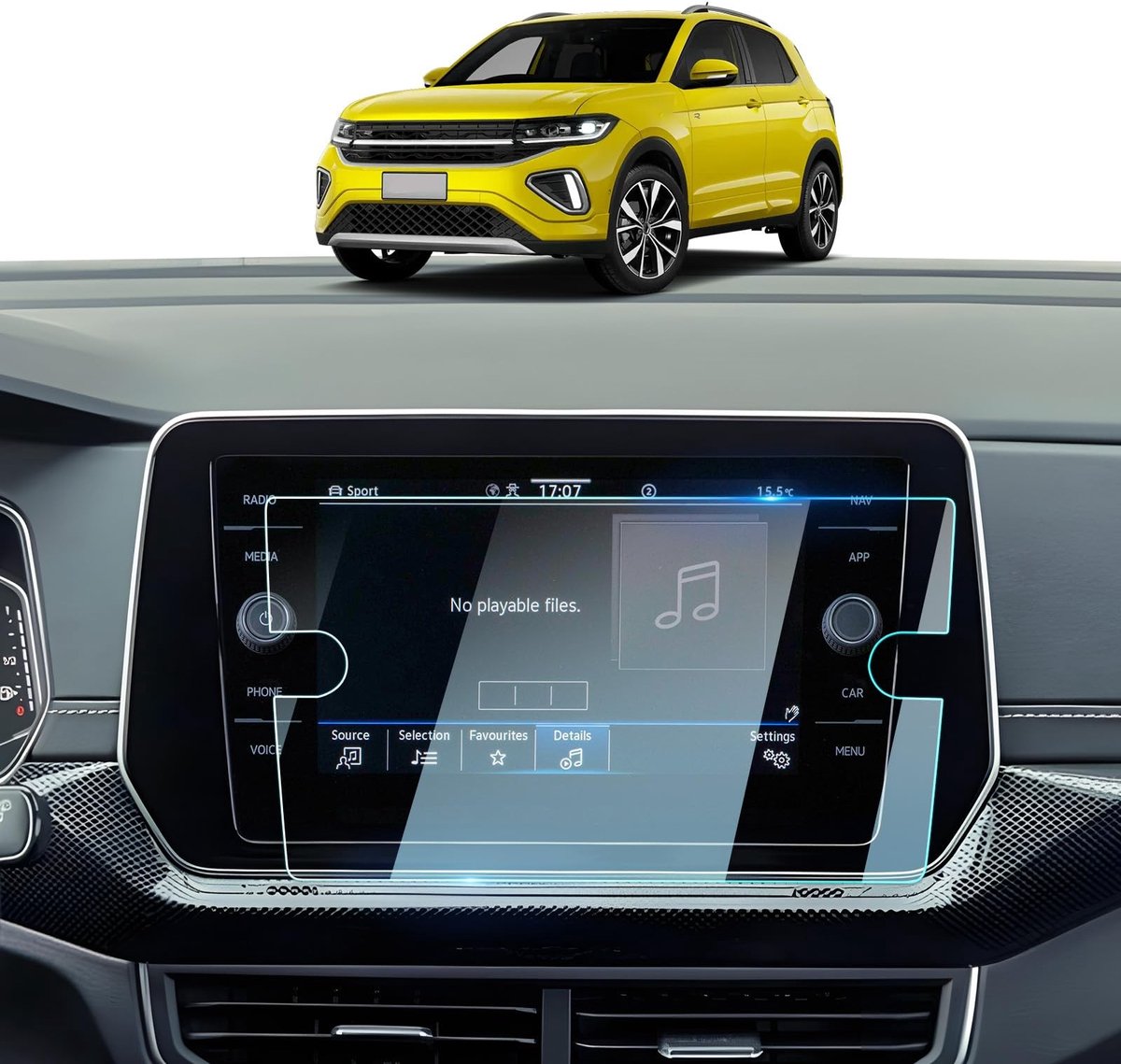 Elzusha - 8 Inch Scherm Beschermfolie voor VW T-Cross 2019-2025