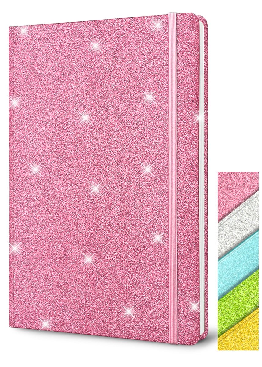 Elzusha - Glitter Notitieboek A5 voor Meisjes met Elastische Sluiting