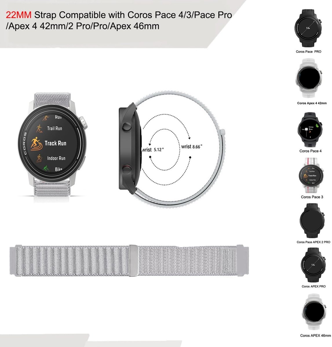 Elzusha - 20mm 22mm Nylon Loopband voor Smartwatches