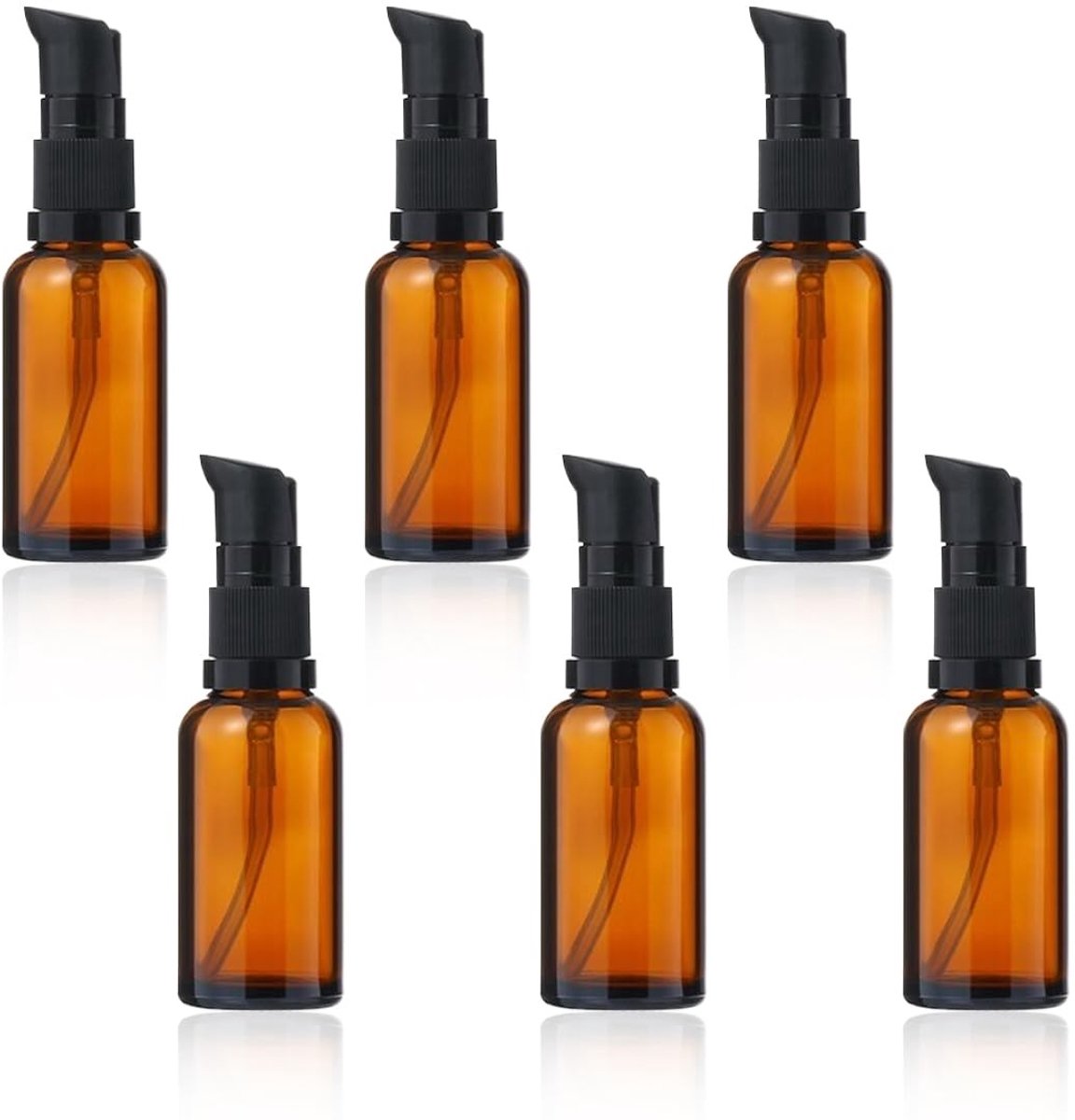 Elzusha - Set van 6 Navulbare Amberkleurige Glazen Pompflessen