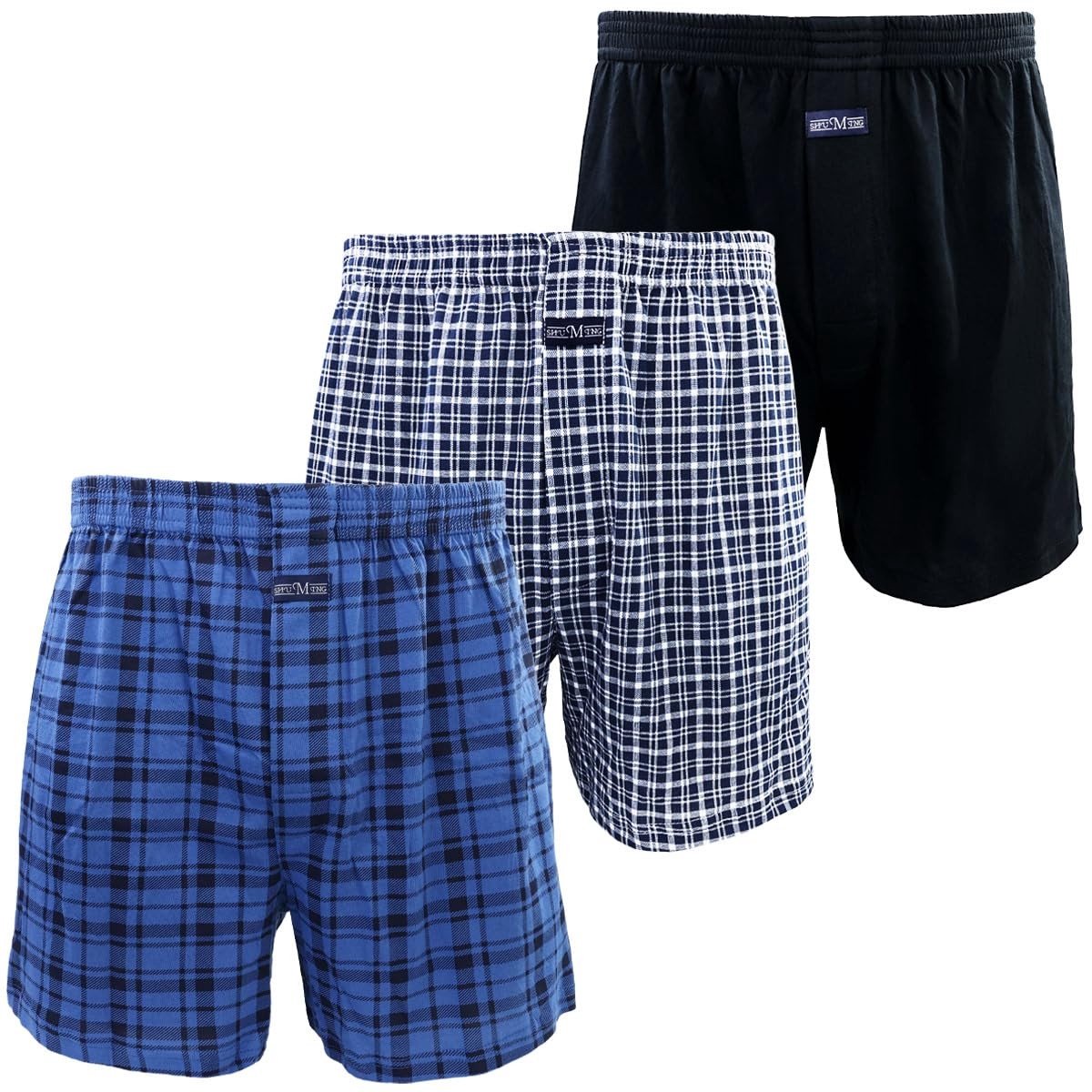 Elzusha - Set van 3 Wijde Boxer Shorts voor Mannen van 100% Katoen