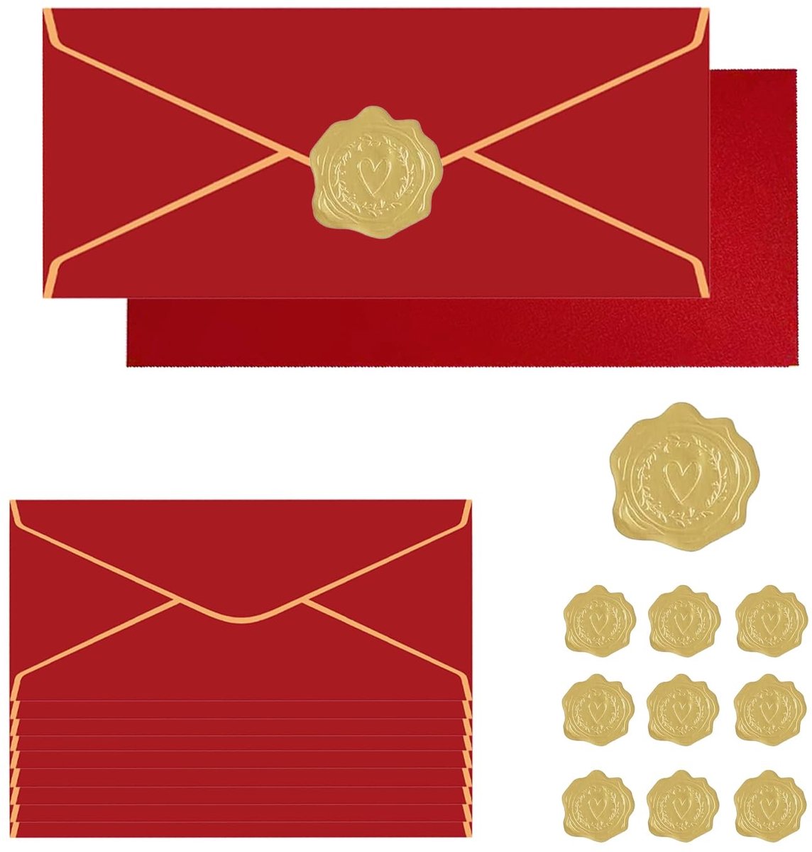Elzusha - Set van 10 Elegante Uitnodigings Enveloppen met Stickers