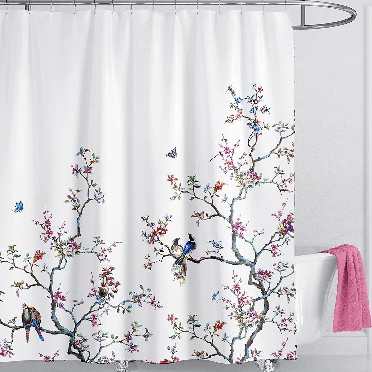Elzusha - Extra Lang Douchegordijn met Bloemen 180cm x 200cm