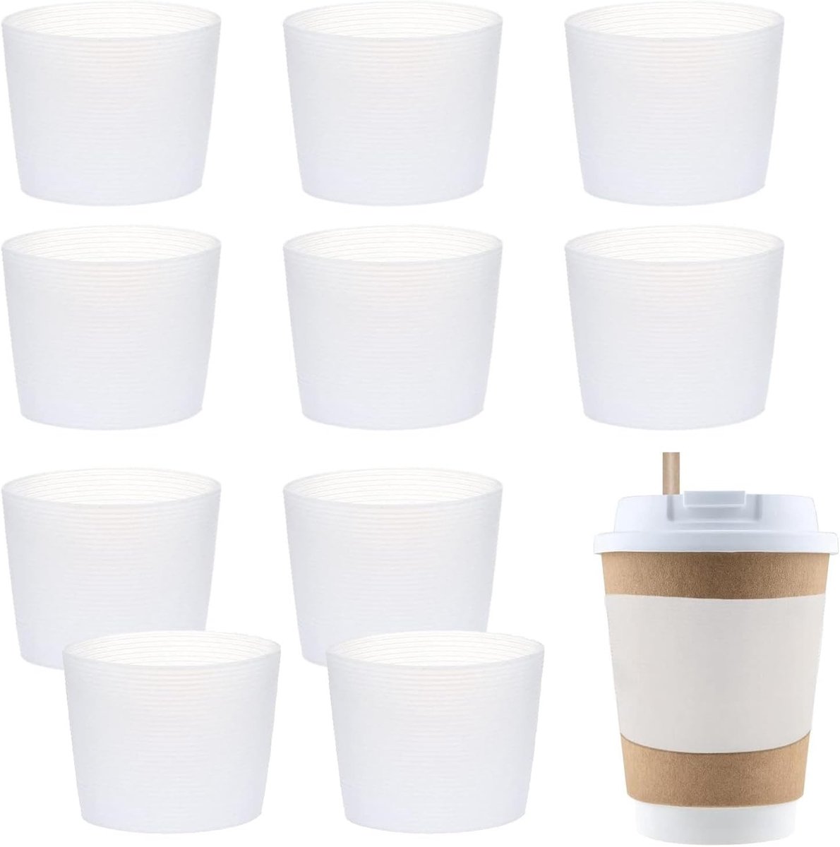 Herbruikbare Silicone Deksel voor Koffiekopjes - Set van 10, Warmtebestendig, Antislip, Perfect voor Glazen Flessen en Bekers