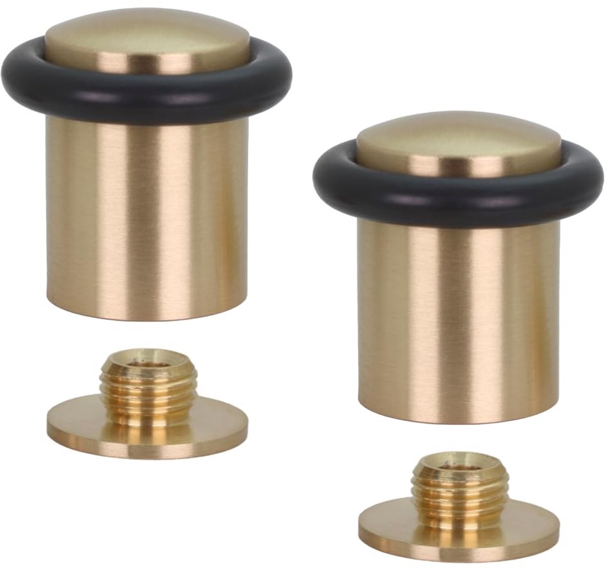 Elzusha - Deurstoppers Set van 2 - Zwart Rubber met Messing