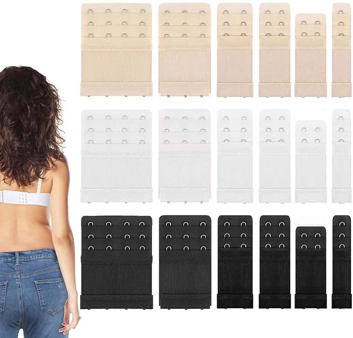 Elzusha - Set van 18 Bra Strap Extenders met 3 Haakjes en 3 Rijen