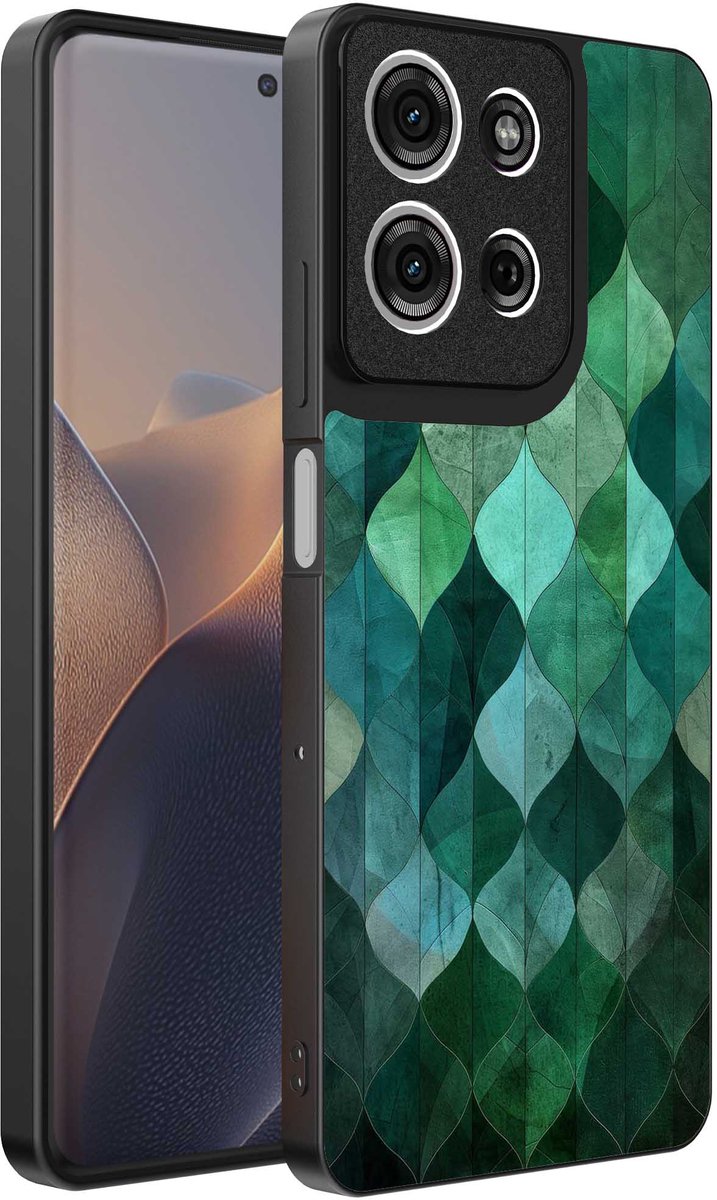 Geschikt voor Motorola Edge 60 Fusion Telefoonhoesje met Groene Bladeren Opdruk - TPU Backcover Case Green Leafs Design - Groen - Smartphonica geschikt voor Motorola Edge 60 Fusion