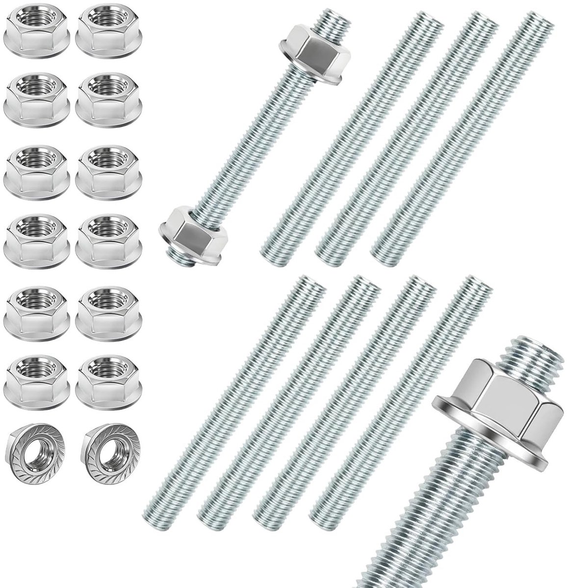 Verzinkte Schroefdraadstang M8 x 300 mm - Set van 8 Stuks voor Bouw en Verbouwing