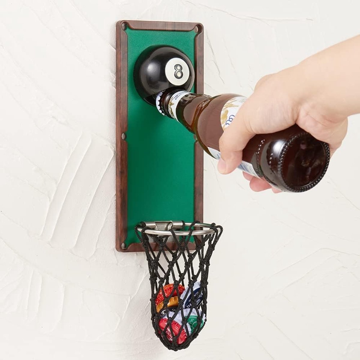 Billiard Ball Flesopener met Magnetische Bevestiging en Dopverzamelaar, Perfect Cadeau voor Biljartliefhebbers en Bierfans