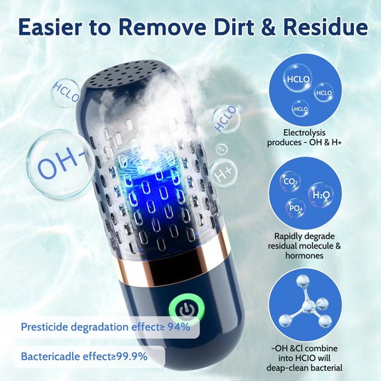 Solidchoice - Draagbare Ultrasonische Groentenreiniger met OH Ionen Technologie — afbeelding 3