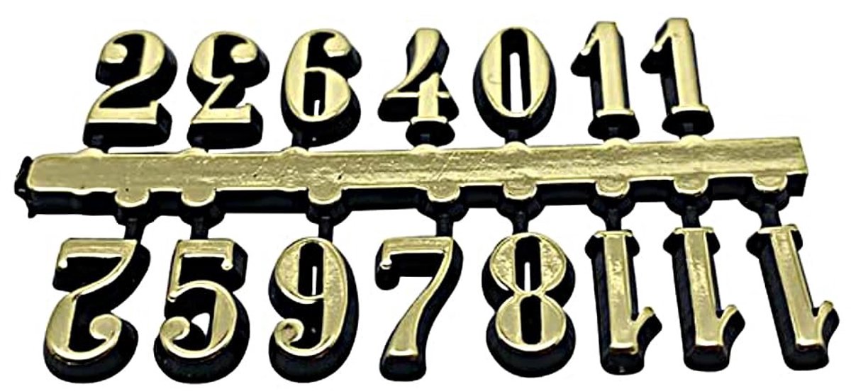 Solidchoice - Zelfklevende Plastic Cijfers voor Wandklok - Roman en Arabisch - Goud 24mm Hoog