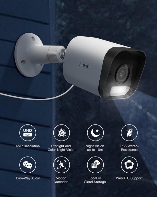 Buiten Camera - Beveiligingscamera Set - Woning Beveiligen - Kleur Nachtzicht - 4MP - Wit — afbeelding 4