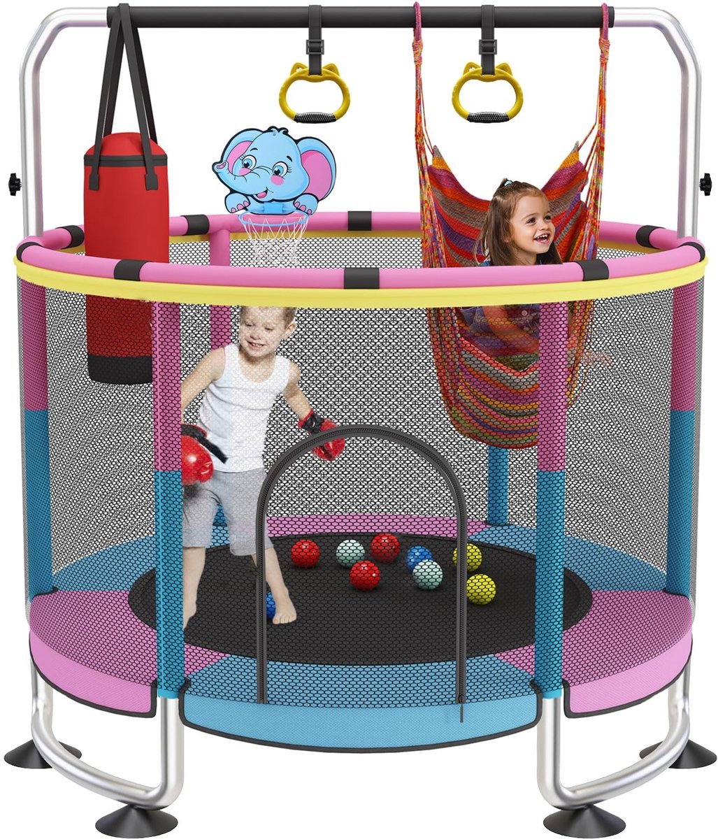 Solidchoice - Kinderen Trampoline 150 cm met Basket en Behuizing