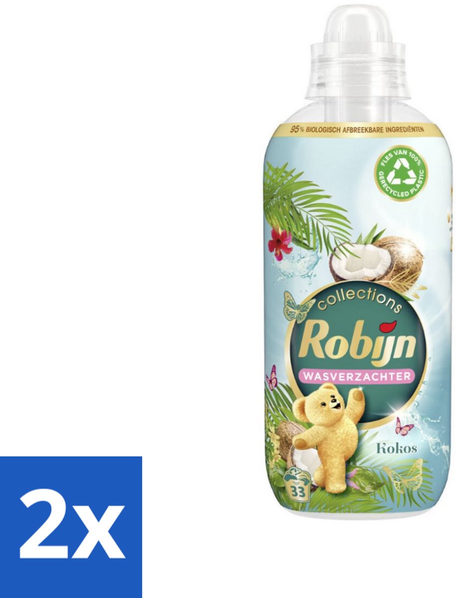 Robijn Wasverzachter Kokos Sensation 33 Wasbeurten 825 ml - Voordeelverpakking - 2 stuks