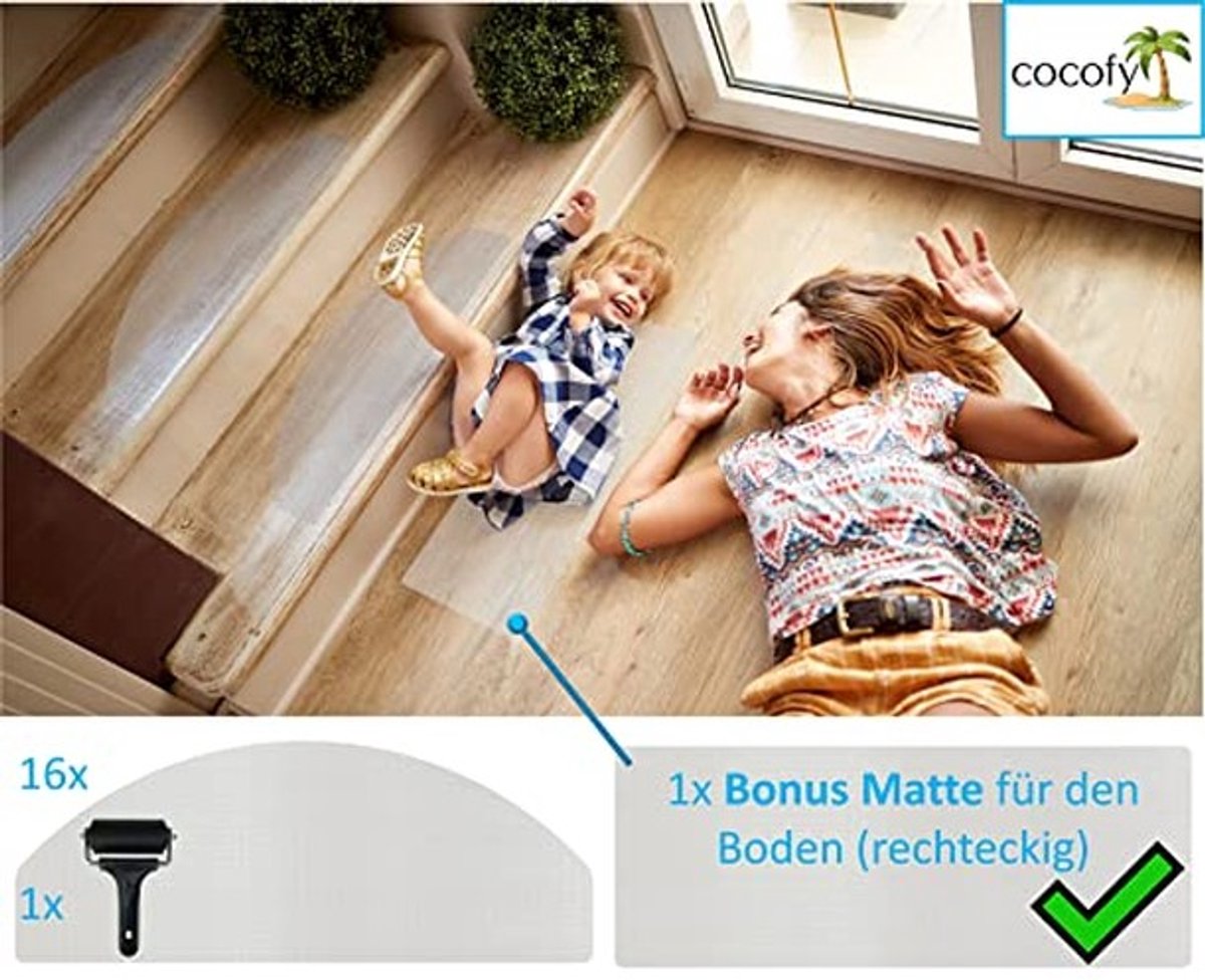 Solidchoice - Transparante Antislip Trapmat Set van 16 XXL