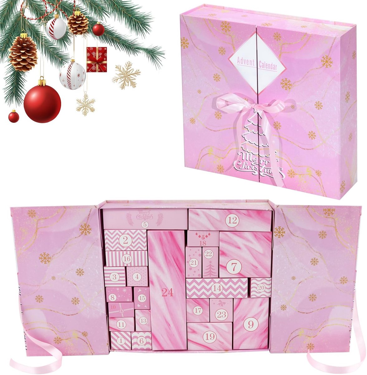 Solidchoice - DIY Adventskalender voor het Vullen, 24 Lege Dozen