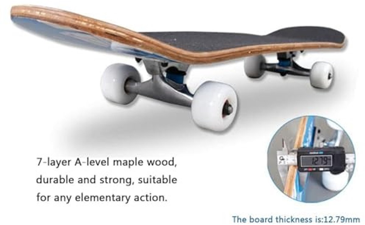 Solidchoice - Skateboard voor beginners - 78 x 20 cm - 7-laags Canadese esdoorn