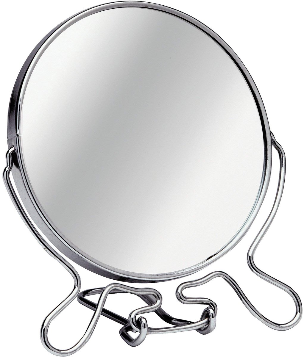 Vergrotende make-up spiegel - Vergrootspiegel - Make-up spiegel - Scheerspiegel - Cosmeticaspiegel - Spiegel met standaard - Magnifying makeup mirror - Dubbelzijdig - 2x vergroting - 9 cm - Jonyx
