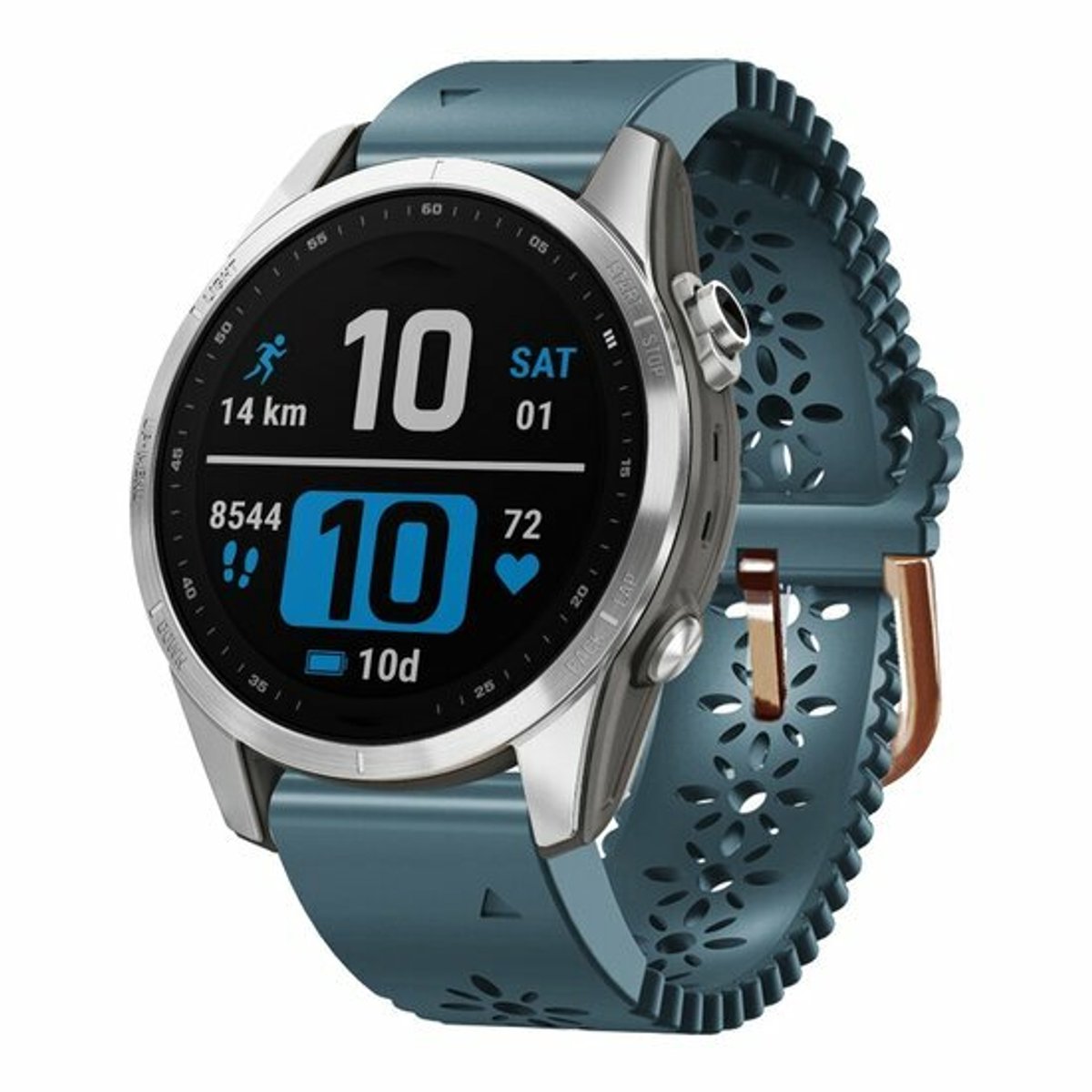 By Qubix - Geschikt voor Garmin bandje - 20mm Quickfit - Flower siliconen bandje - Grijsblauw - Geschikt voor Garmin Fenix 9 / 9 pro - 43mm