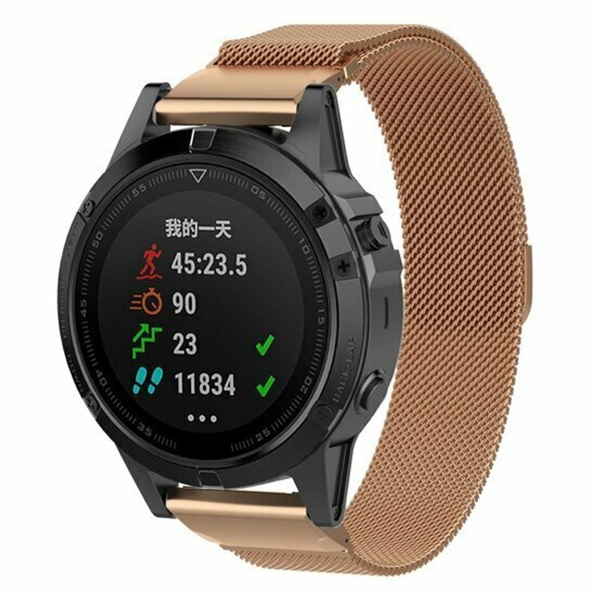By Qubix - Geschikt voor Garmin bandje - 20mm Quickfit - Milanese bandje - Rosé goud - Geschikt voor Garmin Fenix 9 / 9 pro - 43mm