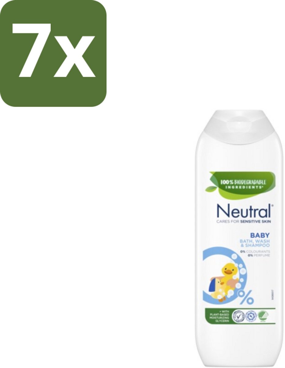 7 x Neutral Baby Shampoo Parfumvrij 250 ml - Baby Shampoo - Baby Was - Babyhuid Verzorging - Zeepvrije Shampoo - Mild Shampoo