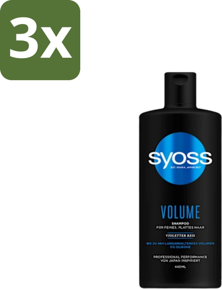 3 x Syoss – Shampoo – Volume – 440 ml - Volume Shampoo - Fijn Haar Shampoo - Slap Haar Shampoo - Body Shampoo - Volumegroei Shampoo