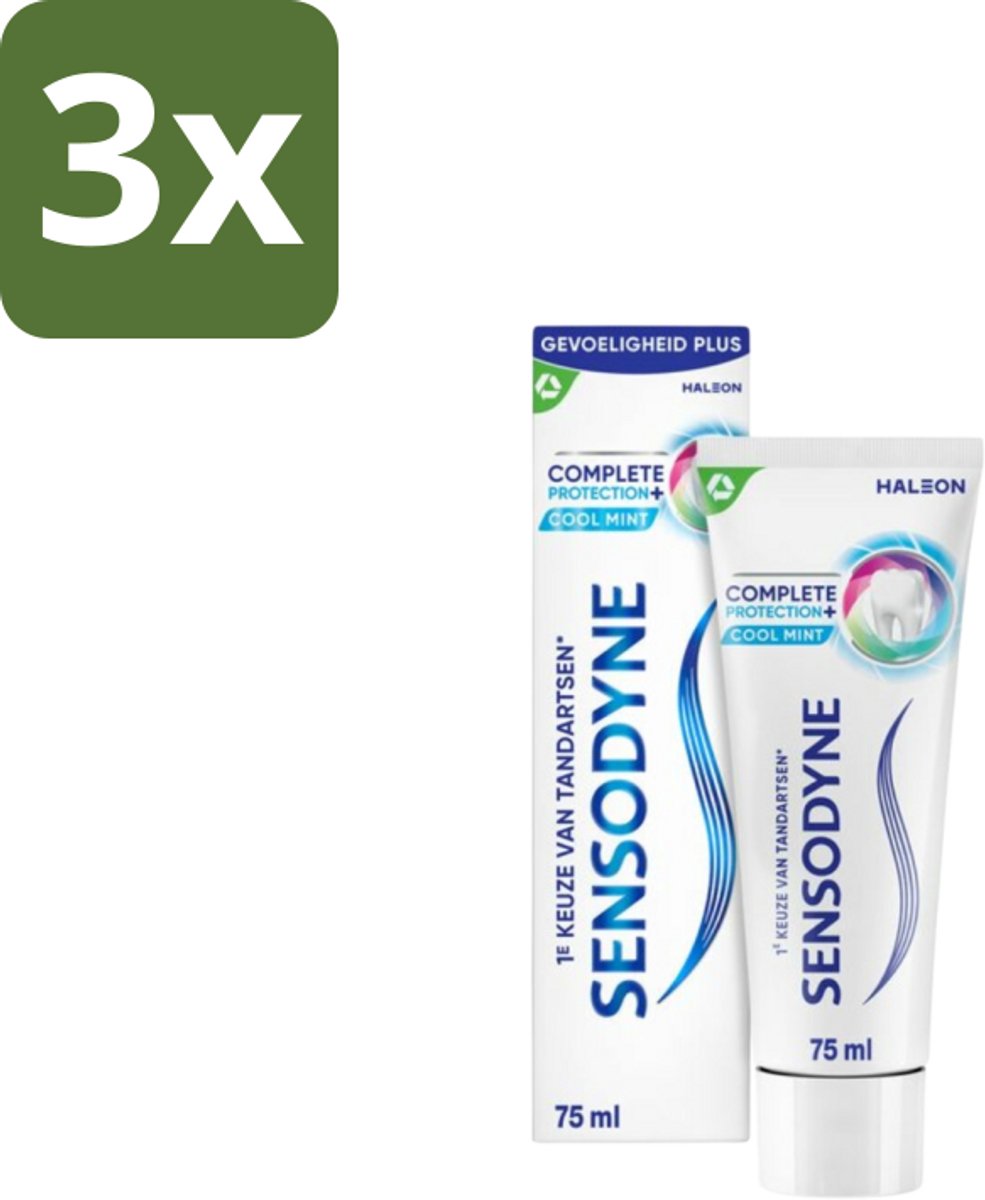 3 x Sensodyne – Tandpasta – Complete Protection + Cool Mint – 75 ml - Gevoelige Tanden - Tandgevoeligheid - Tandpasta - Mondverzorging - Tandplak
