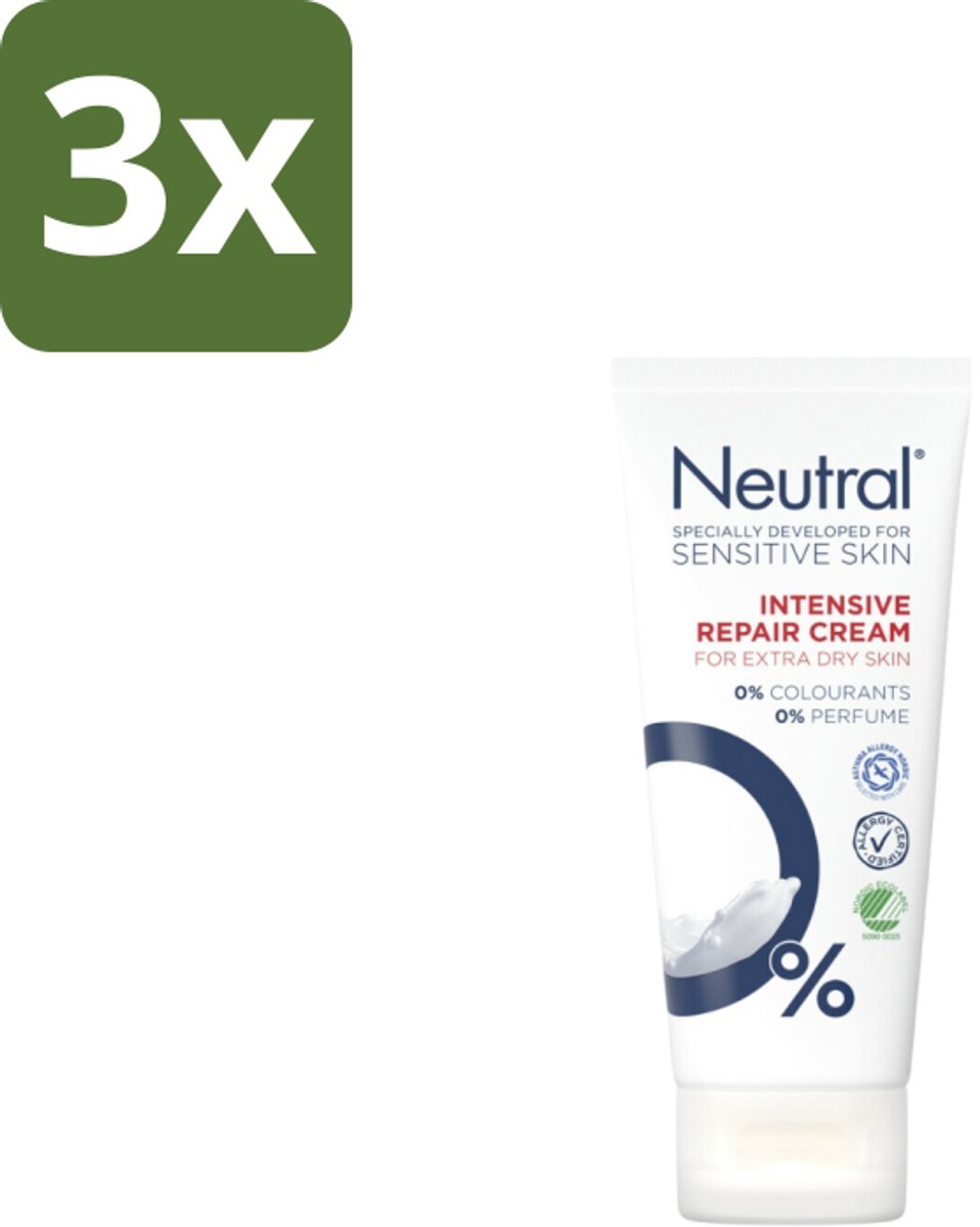 3 x Neutral – Bodycrème – 0% Intensive Repair – 100 ml - Gevoelige Huid - Droge Huid - Herstelcrème - Vochtigheid - Allergie