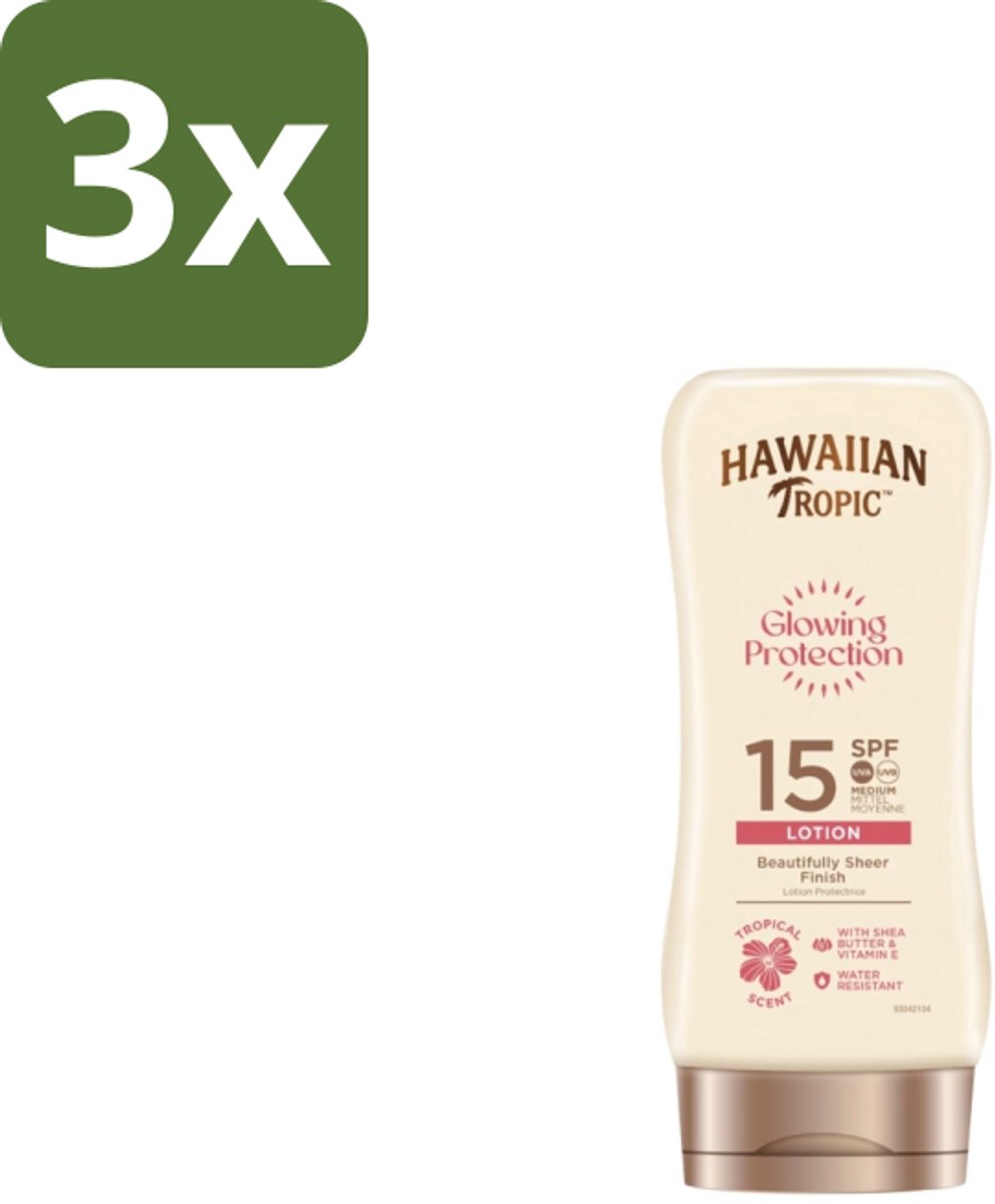 3 x Hawaiian Tropic – Zonnebrand Lotion – Satin Protection Ultra Radiance – SPF - Zonbescherming - Zonnebrandlotion - Huidbescherming - Stralende Huid - UV Bescherming