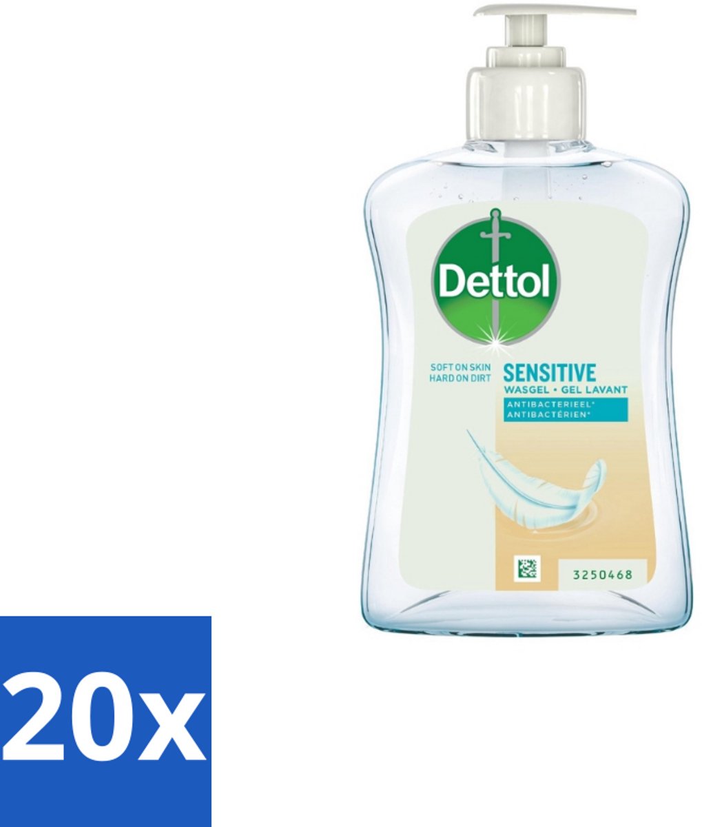 20 x Dettol Handzeep Gevoelige Huid 250 ml - Gevoelige Huid - Handhygiëne - Antibacteriële Handzeep - Handzeep Voor Gevoelige Huid - Glycerine Handzeep