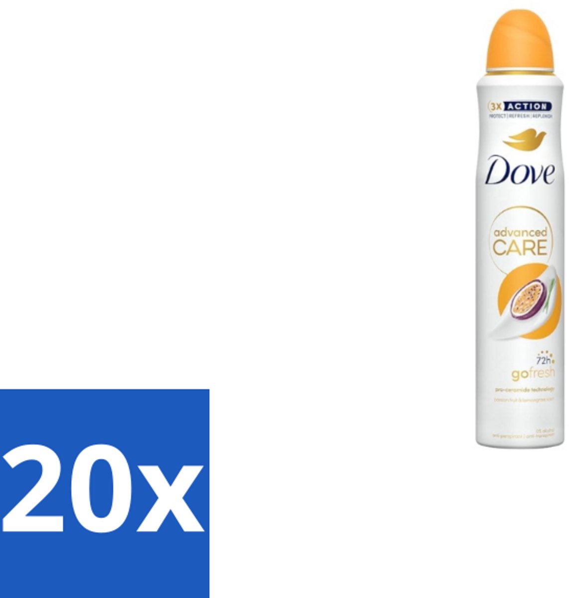 20 x Dove – Deodorant Spray – Passion Fruit – 250 ml - Passievrucht Deodorant - Frisse Deodorant Spray - Passievrucht Geur - Deodorant Spray - Okselhuid Verzorging