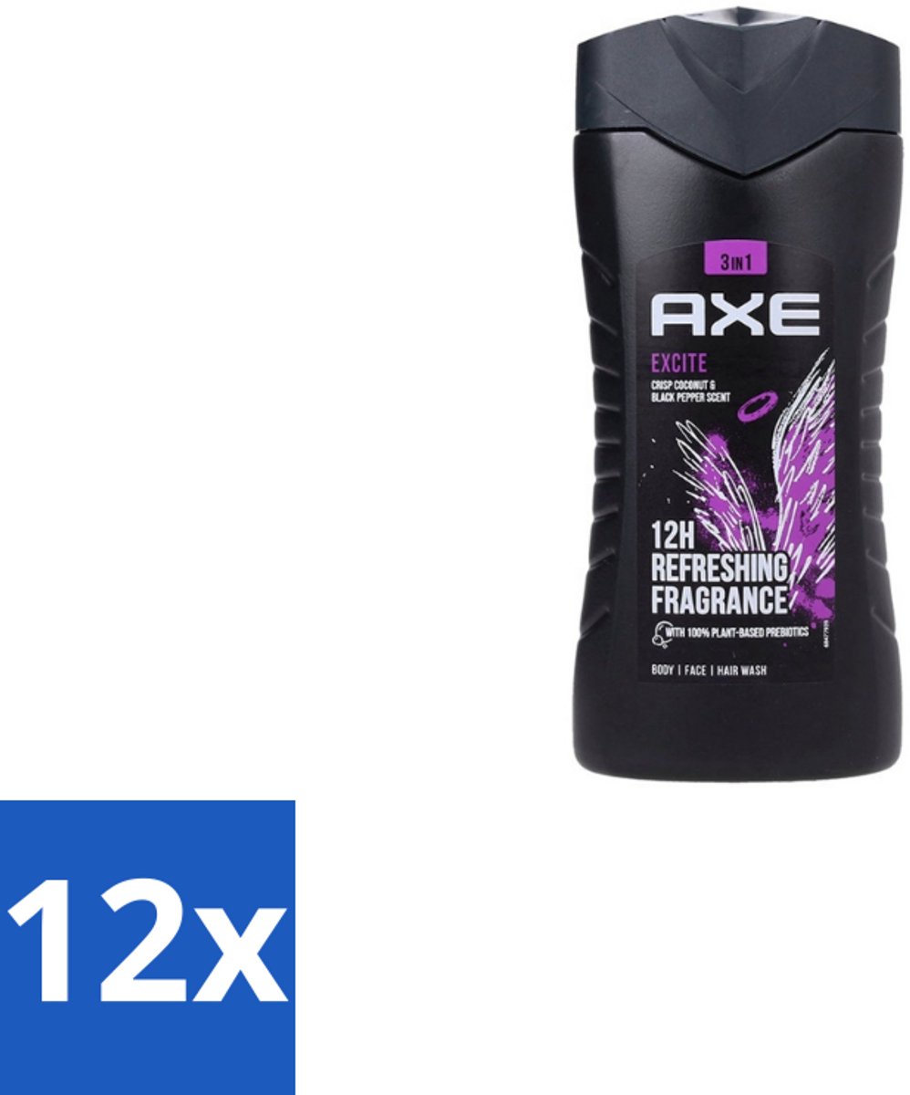 Axe – Douchegel – Excite - 250 ml - Voordeelverpakking - 12 stuks