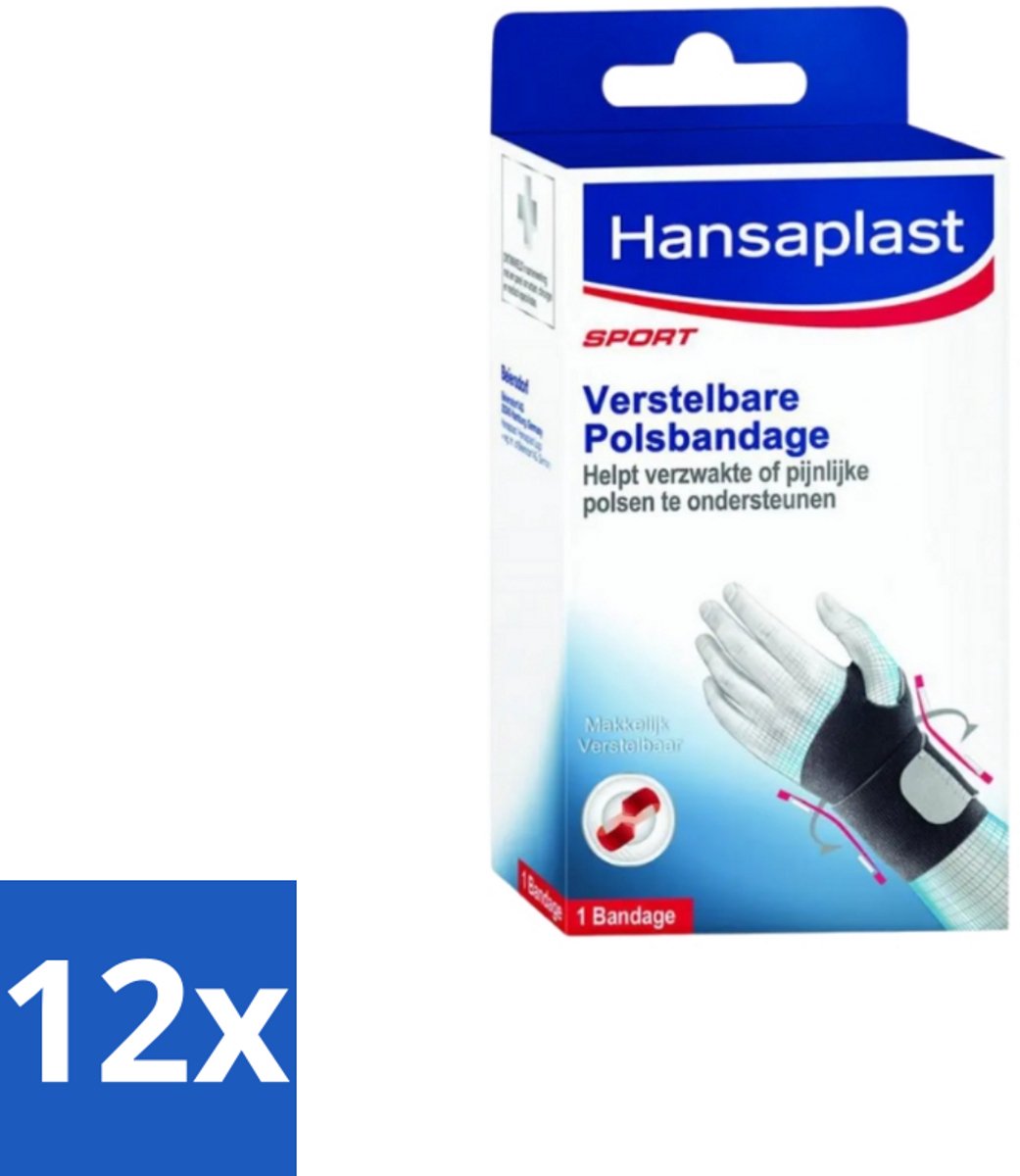Hansaplast – Sport Polsbandage – Verstelbaar – Universele Maat - Voordeelverpakking - 12 stuks