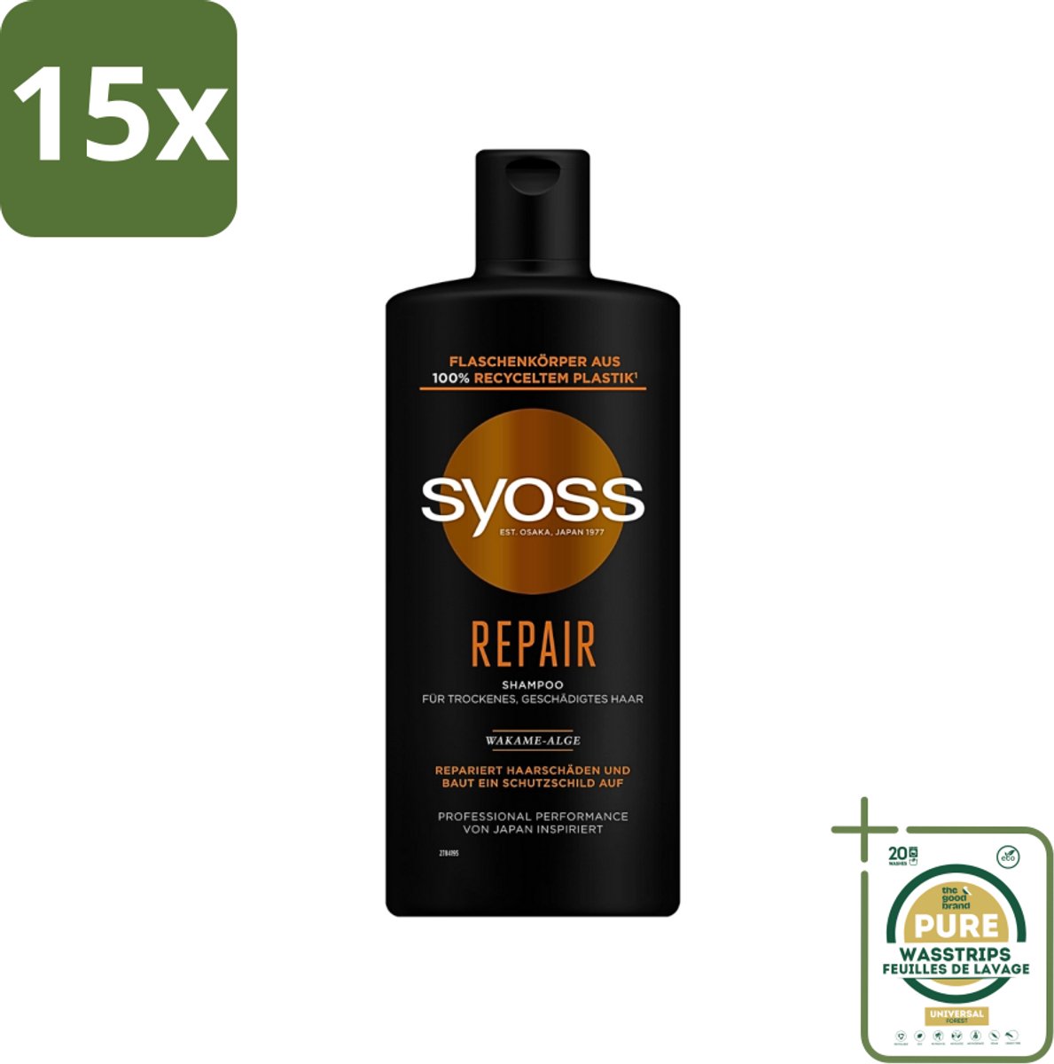 15 x Syoss Repair Shampoo - Shampoo - Herstel - 440 ml - Grootverpakking - Herstel Haar - Beschadigd Haar - Haar Herstellen - Haar Versterken - Haar Hydrateren