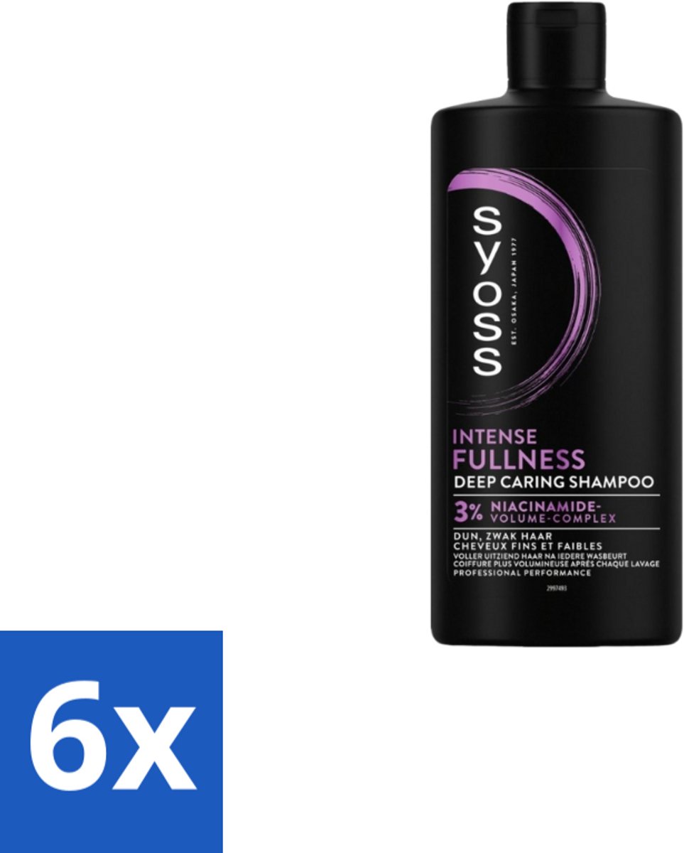 6 x Syoss – Shampoo – Intense Fullness – 440 ml - Volume Shampoo - Volumeshampoo - Haarverzorging - Haarversterking - Niacinamide Shampoo
