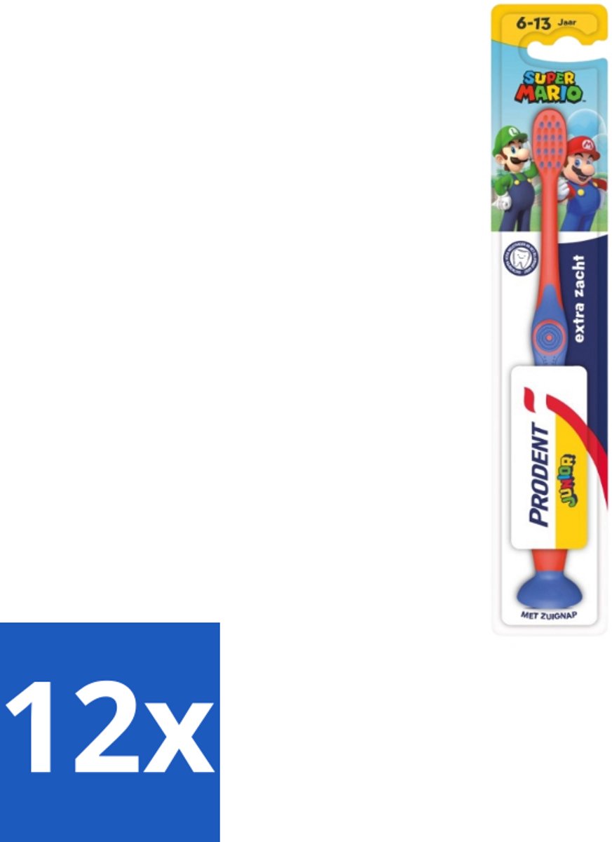 12 x Prodent – Tandenborstel – Super Mario – 6+ jaar - Tandenborstel Voor Kinderen - Super Mario Tandenborstel - Tandenpoetsen Voor Kinderen - Kindertandenborstel - Tandenborstel 6+ Jaar
