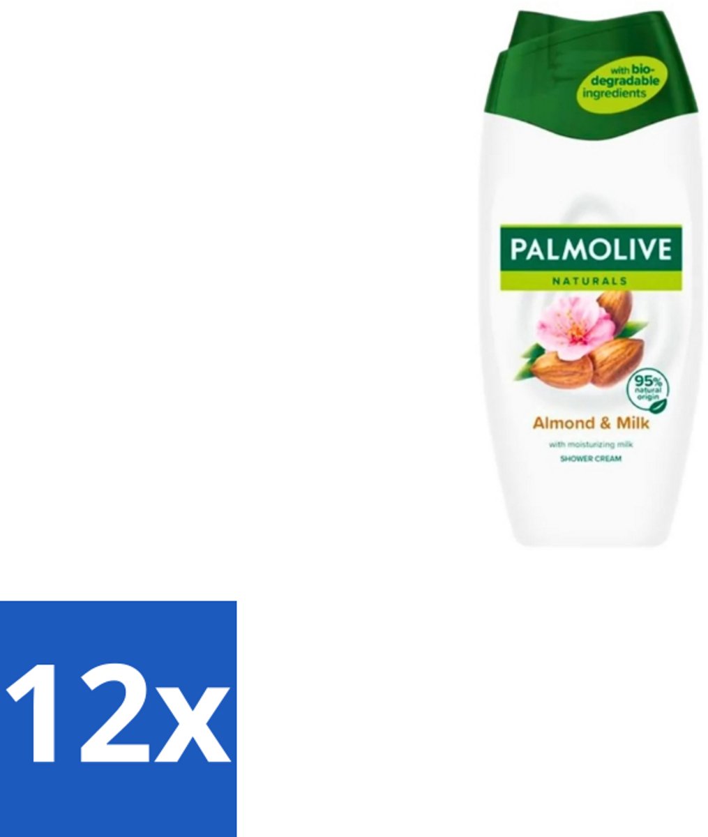12 x Palmolive – Douchecrème – Naturals Almond & Milk – 500 ml - Douchecrème - Huid Verzorgen - Natuurlijke Reiniging - Zachte Huid - Hydraterende Douchecrème